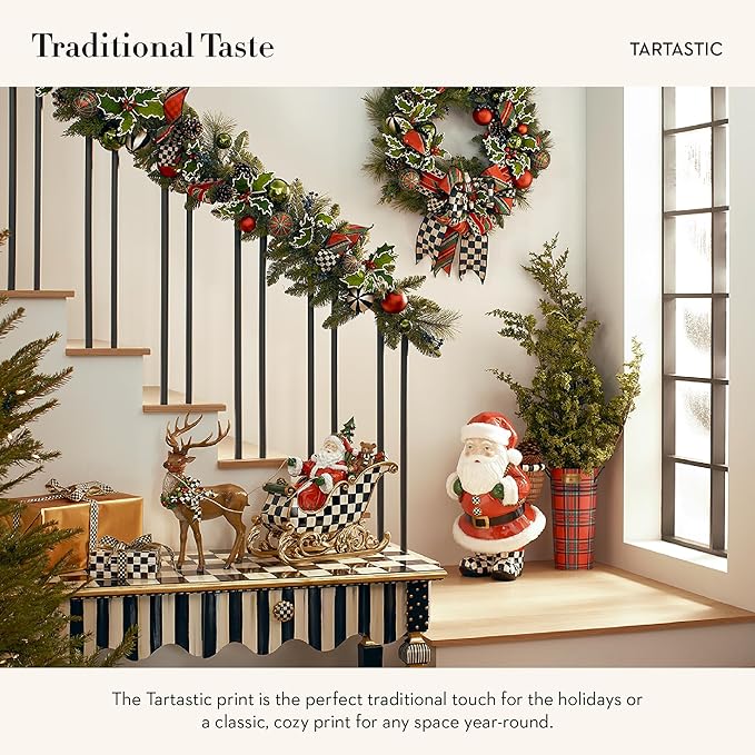 MACKENZIE-CHILDS Galvanized Flower Buckets, Decorative Metal Buckets, Tartastic, Set of 3