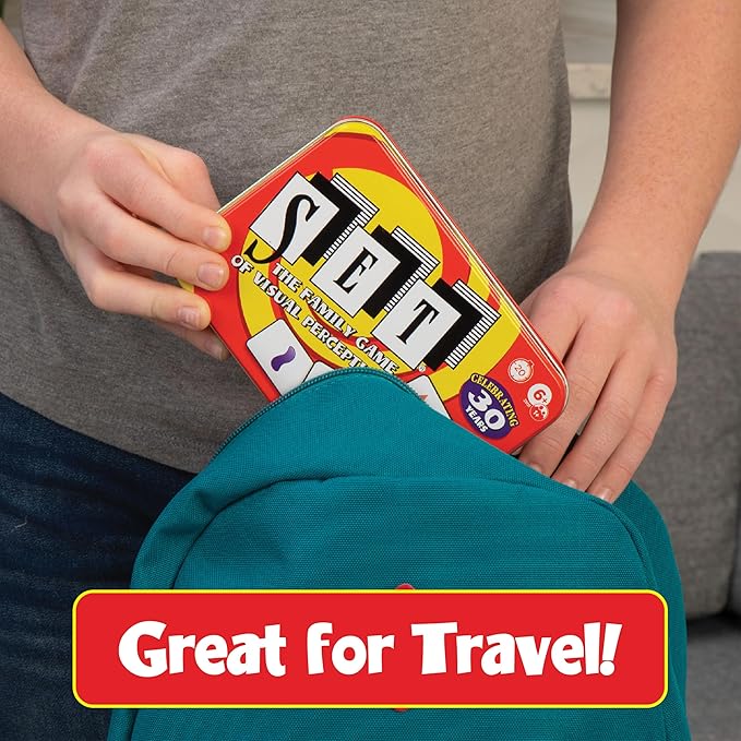 SET Card Games for Kids - Collectors Tin, Matching Game, Learning Games, Fun Family Games, Game Night, Travel Games, Memory Game, Learning Game, Multi-Player Card Game of Visual Perception, Ages 6+