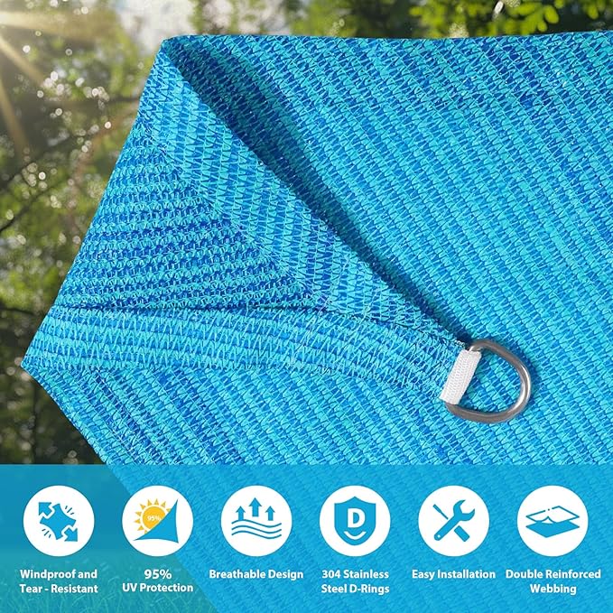 Amagenix Sun Shade Sail 16'X20' Curved Edge Outdoor Shade Canopy Turquoise Mixed Breathable 95% UV Block Shade Cloth for Patio Garden Backyard (We Make Custom Size)