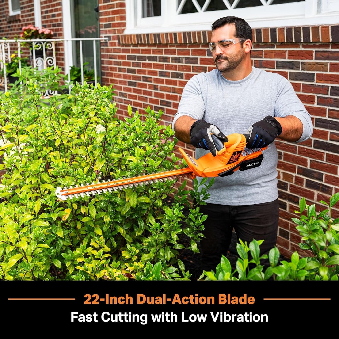 LawnMaster CLHT2422 Cordless Hedge Trimmer 24V Max with 2.0Ah Battery and a Charger