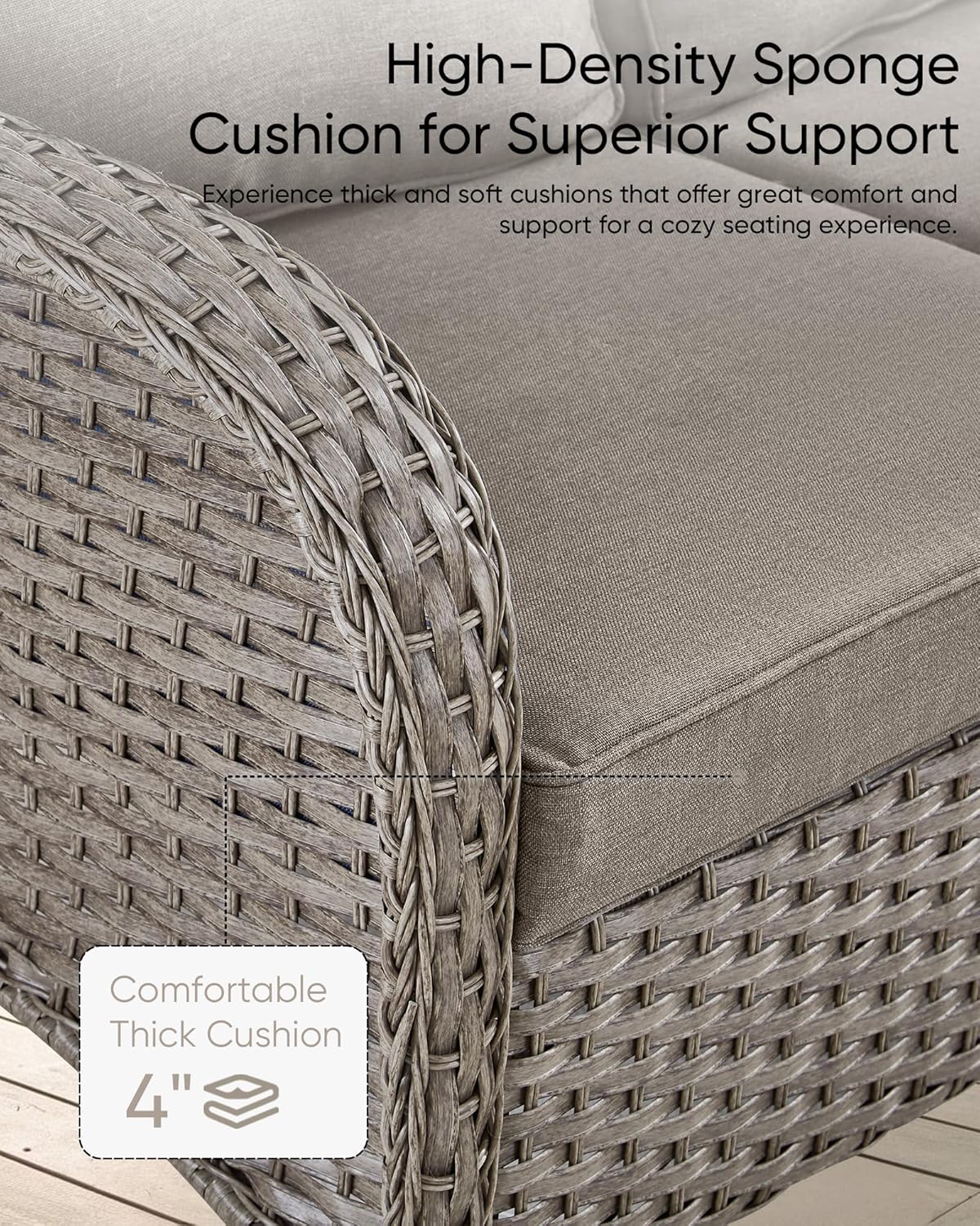 Outdoor Furniture-8 Piece Wicker Patio Furniture Set with Patio Swivel Chair Wicker Rattan Couch with Outdoor Rocking Chair Patio Conversation Set for Deck Lawn Porch Balcony Poolside-Grey/Grey