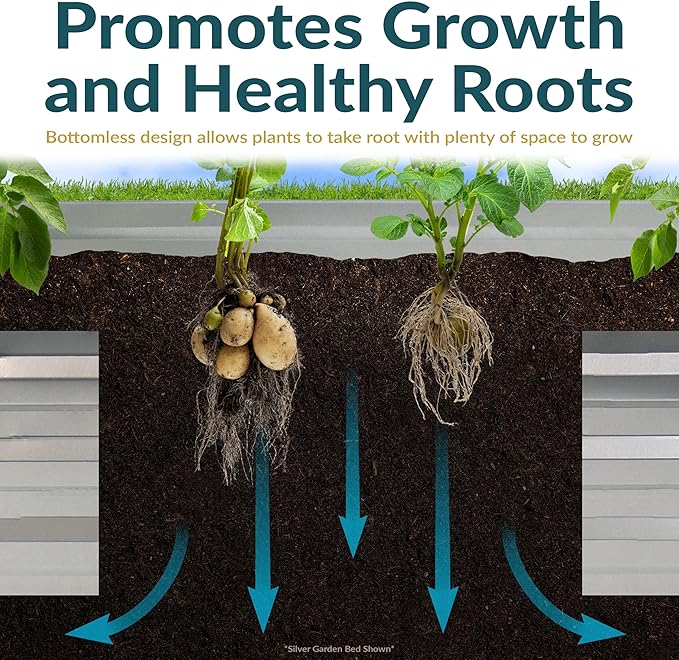 Sunnydaze Galvanized Raised Garden Bed - Metal Raised Bed for Gardening - Outdoor Planter Box for Flowers, Plants, and Vegetables - Gray - 12” H Clover