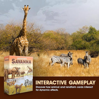 Ecosystem: Savanna - A Family Card Game About Animals on Grassy Woodland of African Savanna - Fun & Educational Ecology Game for Kids & Adults - Strategy Board Game for Gamers, Students & Teachers