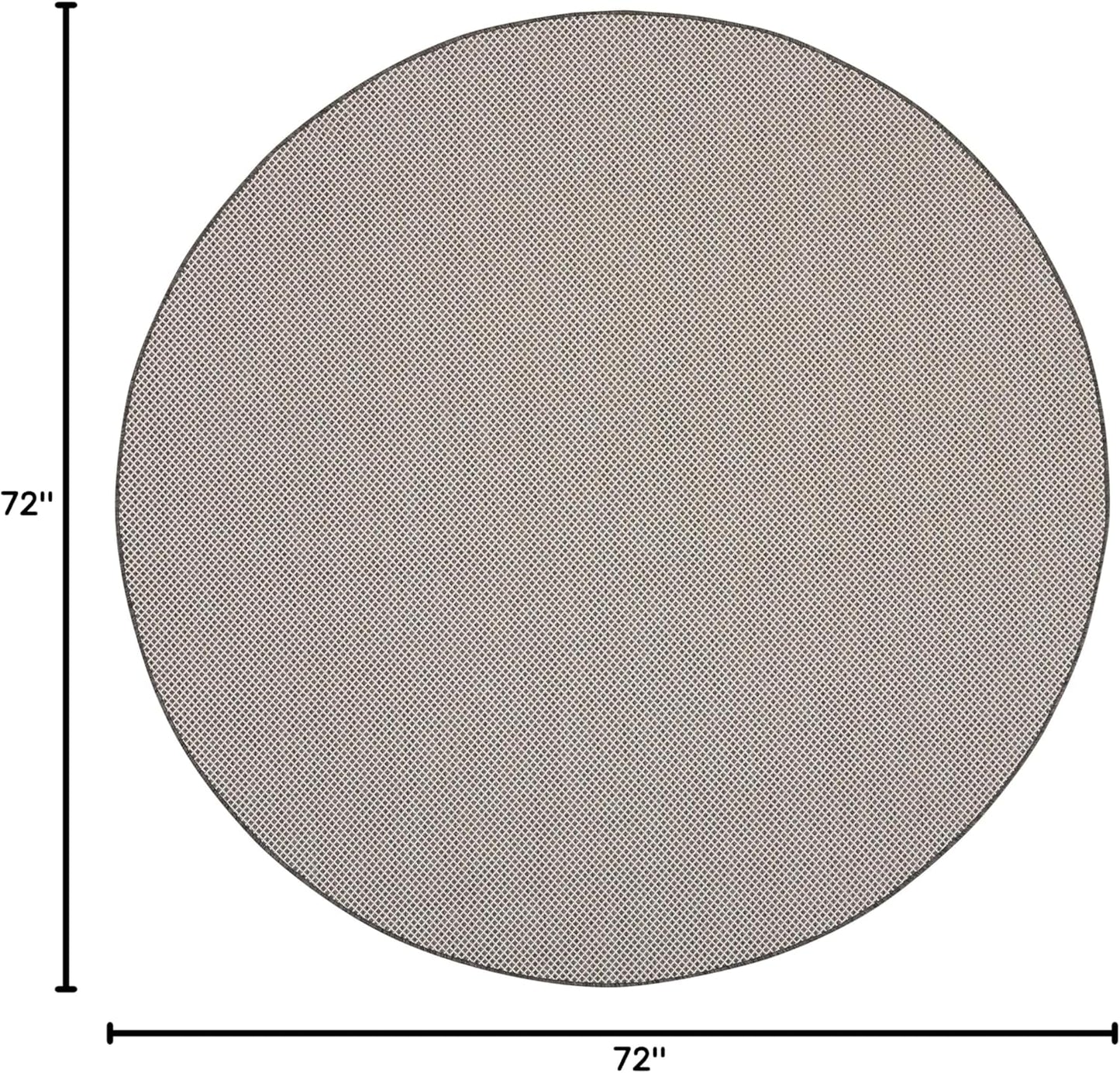 Nourison Home Courtyard Indoor/Outdoor Ivory/Charcoal 6' x Round Area Rug, Easy Cleaning, Non Shedding, Bed Room, Living Room, Dining Room, Backyard, Deck, Patio (6 Round)