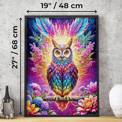 Magical Owl in Floral Fantasy Illustration – 1000 Pieces Jigsaw Puzzle for Adults – Matte Finish, Soft Touch, Easy to Assemble, Tight Fit, Vivid Colors, Missing Pieces Service