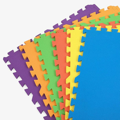 FlooringInc's Rainbow & Natural Harmony Playmat - Kid Safe Foam Floor Tiles with Removable Edges - 2'x2', 1/2" Thick (Rainbow, 12 Tile Pack)