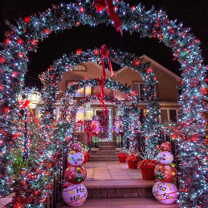 300 LED Christmas Lights Outdoor - 99ft Extra Long Christmas String Lights 8 Modes Plug in Waterproof Fairy Lights with Timer Memory for Indoor Outside Bedroom Home Party Decoration, Red&White