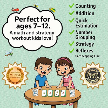 Bug Bash Card Game- Award-Winning Kids Brain Game for Ages 7-12 - Quick-Counting Bug-Slapping Game Fast, Fun, and Frenetic - Smart Games for Kids 7-12 and 2-4 Players