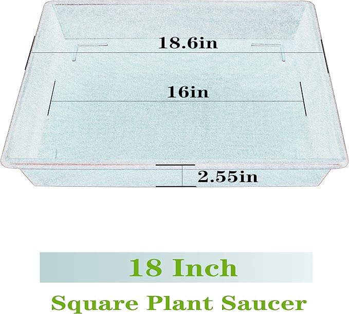 Square Plant Saucer 18 Inch 2 Pack, Large Plant Trays for Pots Heavy Duty Plastic Plant Saucers for Indoors Outdoors, Flower Pot Plant Drip Trays No Holes Plant Lover Gardening Gifts