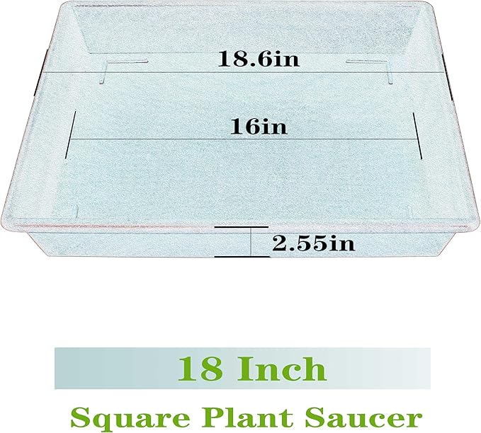 Square Plant Saucer 18 Inch 2 Pack, Large Plant Trays for Pots Heavy Duty Plastic Plant Saucers for Indoors Outdoors, Flower Pot Plant Drip Trays No Holes Terracotta Plant Lover Gardening Gifts