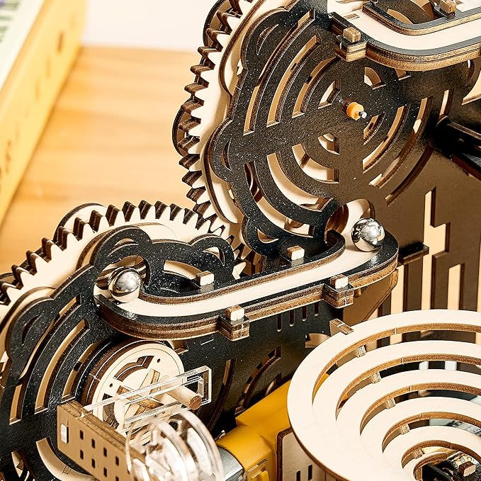 3D Wooden Puzzles Marble Run Set - Mechanical Model Kits with Motor, Brainteaser and Puzzle for Christmas/Birthday,Gifts for Adults and Teens to Build Combination