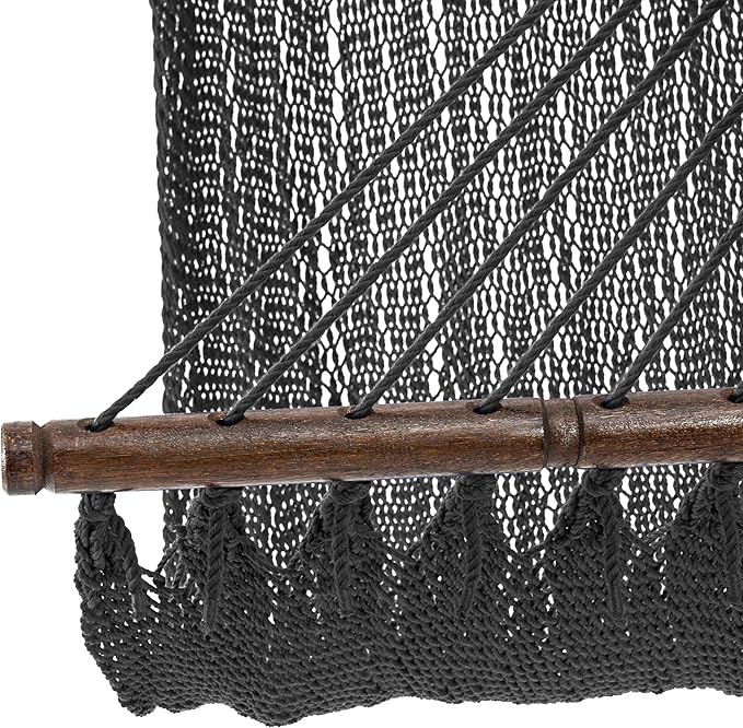 Lazy Daze Hammocks 10.5 FT Double 2 Person Caribbean Rope Hammock, Hand Woven Polyester Hammock with Spreader Bars, for Outside Outdoor Backyard Patio Poolside,450 LBS Capacity, Gray