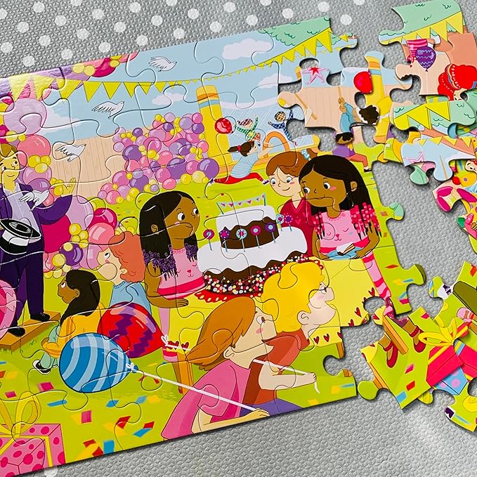 Upbounders® Birthday Balloons 48 Piece Jumbo Puzzle for Kids | Floor Puzzles for Ages 4-8 | Kids Party Puzzle with Pinata & Black Brown Children at Play | Multicultural & Eco-Friendly