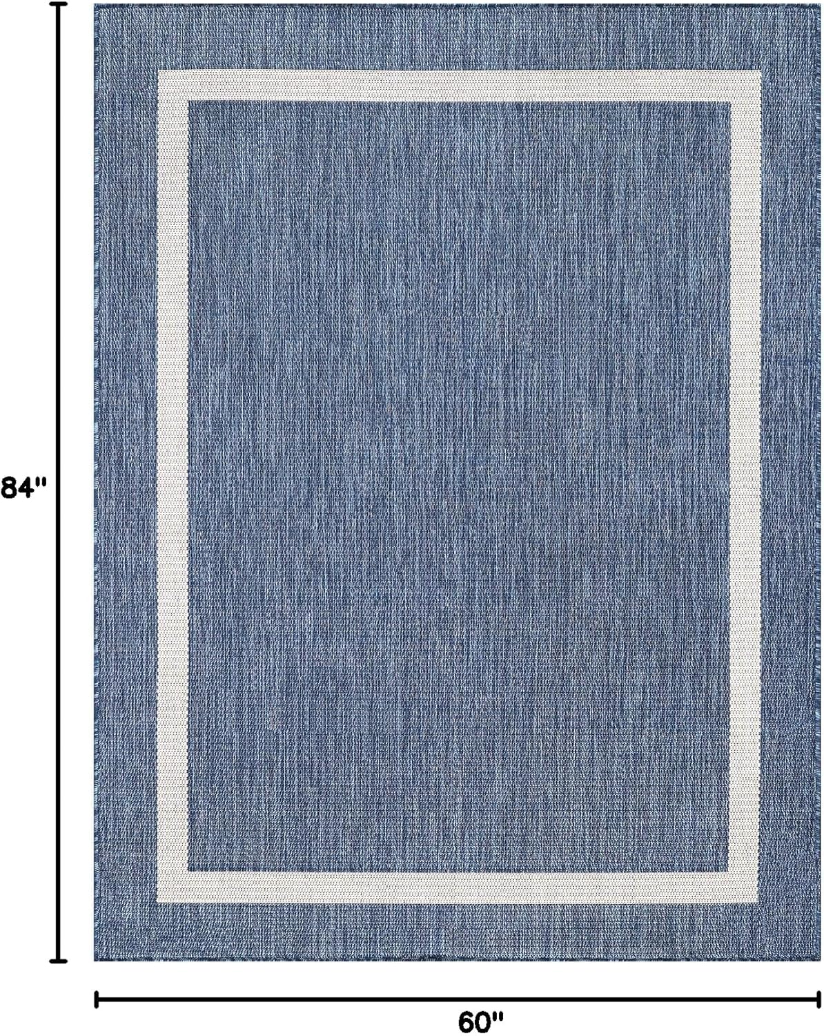 Bordered Outdoor Rug 5x7 Washable Outside Carpet for Indoor Patio Porch Waterproof Easy Cleaning Non Shedding Area Rugs Blue 5 x 7
