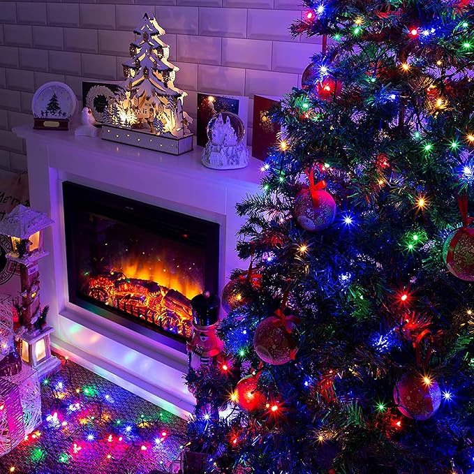 Dazzle Bright 132FT 400 LED Christmas Lights, Christmas String Lights Plug in with 8 Modes, Waterproof Christmas Decorations for Xmas Indoor Outdoor Party Home Tree Decor, Multi-Colored