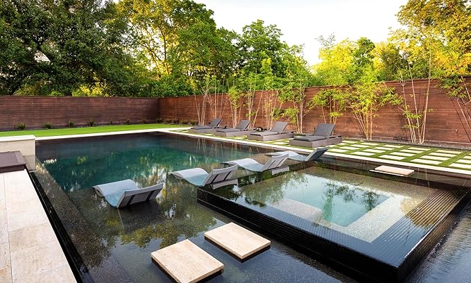 Ledge Lounger - Signature Chaise - Inside Pool & Sun Shelf Lounge Chair - Designed for Shallow Shelves Up to 9” - Compatible with All Pool Types - Poolside & Sun Deck Tanning - Set of 2 - Granite Grey