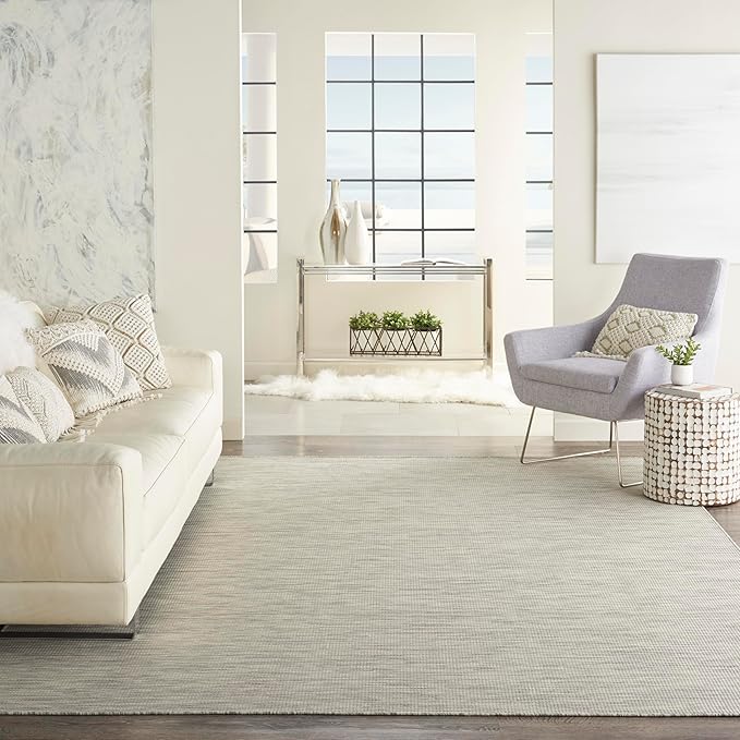 Nourison Home Positano 9' x 12' Light Grey Modern Indoor/Outdoor Rug Polypropylene