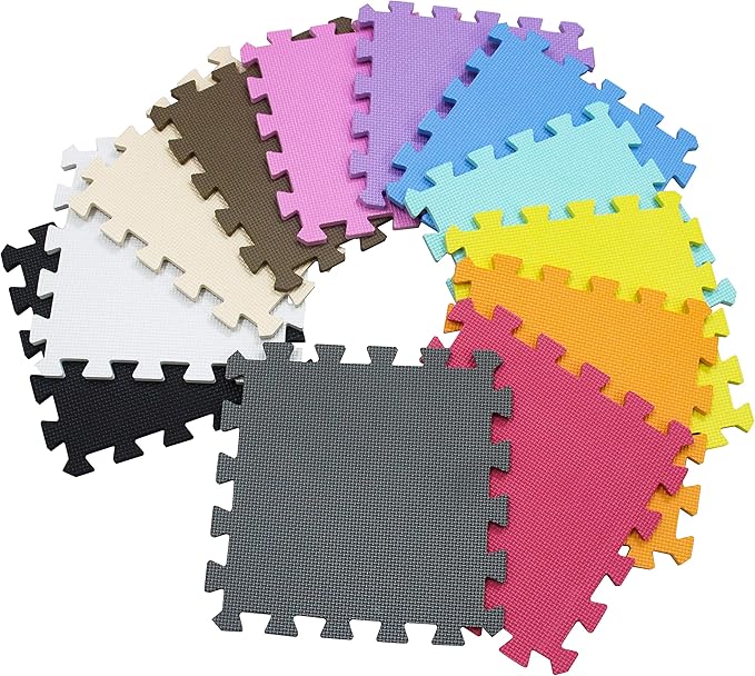 meiqicool Foam Play Mat Thick Soft EVA Interlocking Foam Floor Mats Children Yoga Exercise Multi Jigsaw Puzzle Blocking Board Kids Playmats Play 18 Piece AL