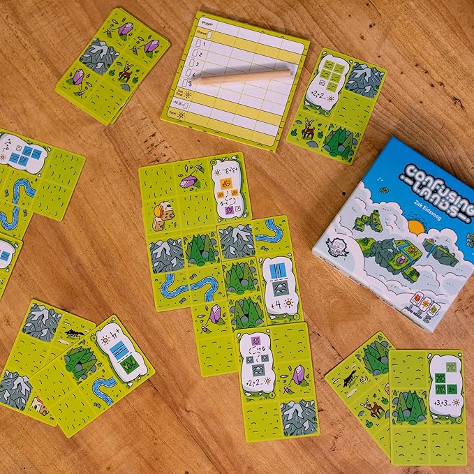 Confusing Lands | Whimsical Themed Travel Size Board Game You Can Play Anywhere | Strategic Card Placement Game | Solo Board Game | 1-2 Players, Ages 12+ | Easy to Learn and Play | Tiny Game Series