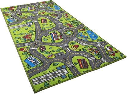 Kids Carpet Playmat Rug City Life Great for Playing with Cars and Toys - Play Learn and Have Fun Safely - Kids Baby Children Educational Road Traffic Play Mat for Bedroom Play Room Game Safe Area