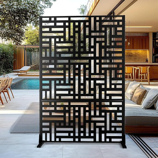 Outdoor Privacy Screen,72" H×47" W Metal Privacy Screen, Freestanding Privacy Fence Panels for Patio