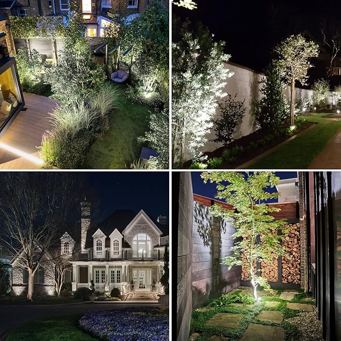 T-SUNUS Solar Landscape Spotlights, Solar Garden Spot Lights IP65 Waterproof 9.8ft Cable, 2000mAh Separated Solar Panel, Auto On/Off for Garden Driveway Pathway Pool Area (White 6000K)