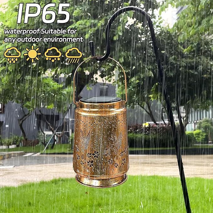 KY&BOSAM Solar Lanterns Outdoor Waterproof Hummingbird Garden Decor Birthday Gifts for Women Mom Grandma Hanging Solar Lights Outdoor Metal LED Lantern Outside for Yard Patio Backyard Porch Pathway