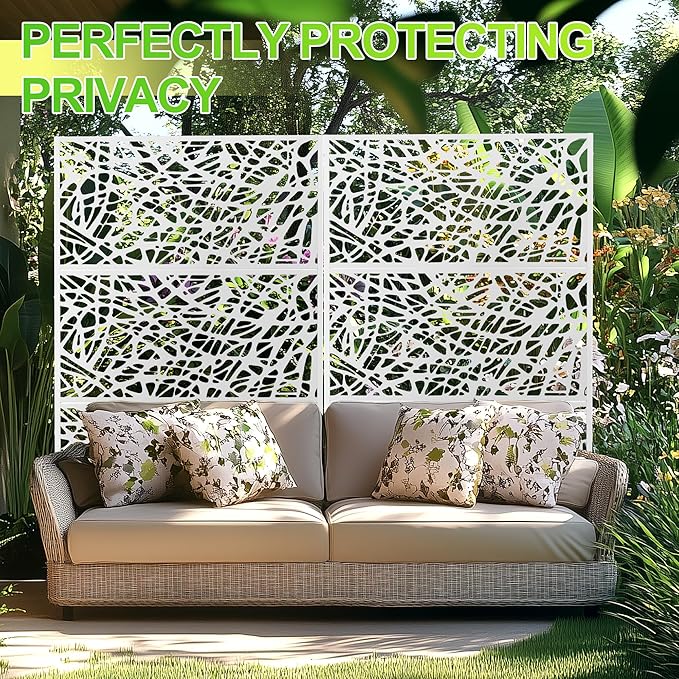 Outdoor Privacy Screen,72" H×47" W Metal Privacy Screen, Freestanding Privacy Fence Panels for Patio