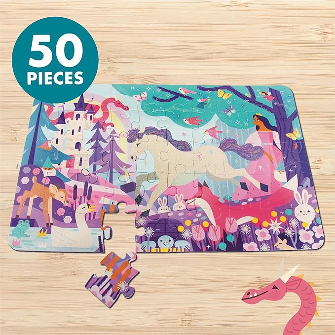 Chuckle & Roar Educational 50 PC Floor Puzzle Glitter Fantasy Fun Edition