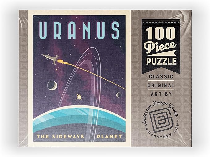 MyPuzzle Uranus: The Sideways Planet, Vintage Poster - Premium 100 Piece Jigsaw Puzzle for Adults