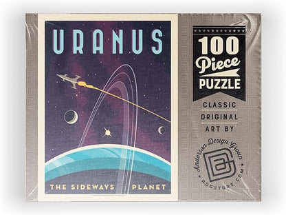 MyPuzzle Uranus: The Sideways Planet, Vintage Poster - Premium 100 Piece Jigsaw Puzzle for Adults