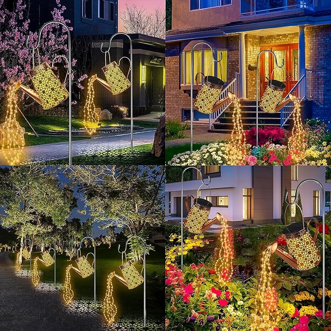 Solar Watering Can with Lights - Outdoor Waterproof Solar Landscape Lights for Garden Patio Yard Pathway (2 Pack)