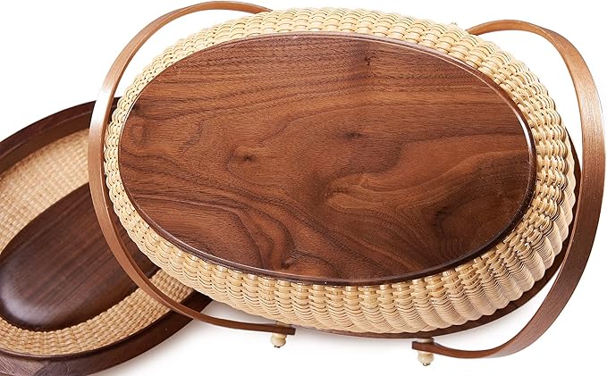 Nantucket Style Basket Picnic Basket Rattan Handmade Products Woven Sewing Storage Basket Two Swing Handles Tote Bag for Women