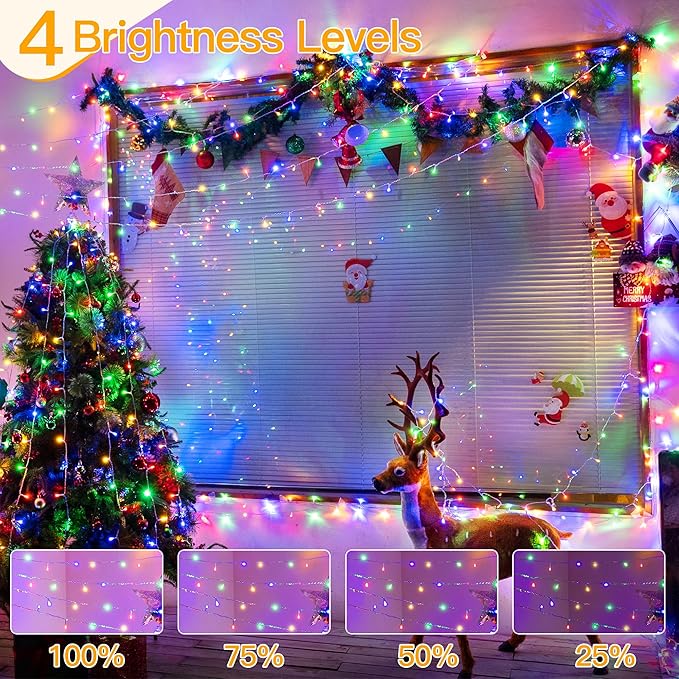 Ollny Christmas Lights Outdoor 400LED 131FT, Multicolor Fairy Lights with Remote 3 Timer, Plug in 8 Modes String Lights for Bedroom Indoor Outside House Party Xmas Decorations
