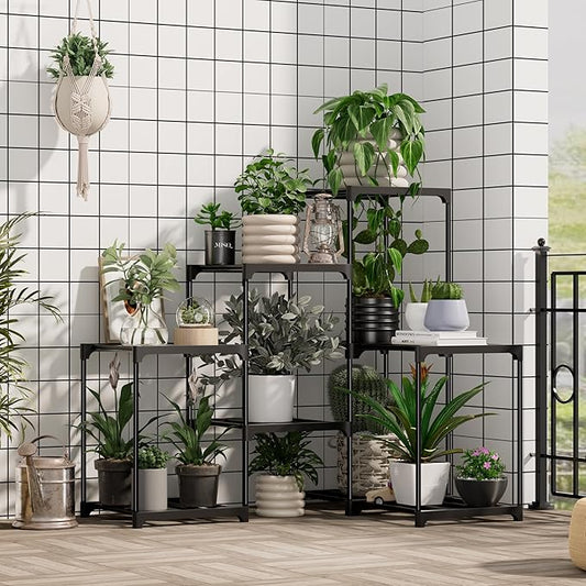 Metal Plant Stand Indoor Corner Plant Shelf Outdoor for Multiple Plants Flower Stand Ladder Plant Table for Plant Pots for Window Garden Balcony Living Room