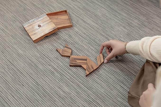 Premium Wooden Tangram - Luxury Wooden Brain Teaser Block for Kids & Adult - Wood Block Puzzle - Logic Puzzle - STEM Montessori Educational Sensory Toys for All Ages