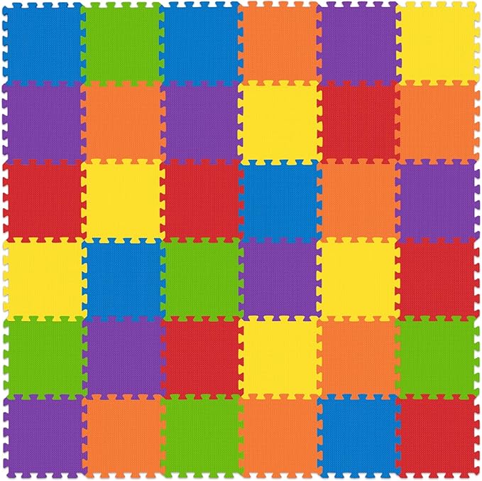 Non-Toxic Play Mat for Kids Toddlers Childrens Infants - Interlocking Foam Puzzle Thickest Baby Mat for Play & Exercise 36 Tiles 12x12in (10mm) - Floor Coverage 36 Sq Ft