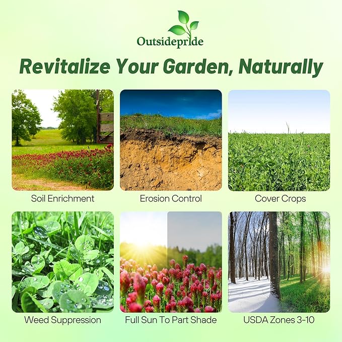 Outsidepride Gardenway Cover Crop Seeds - 50 lbs Fast Growing, Easy to Establish, Nutrient-Rich Mix for Soil Health & Home Gardens - Mixture of Triticale, Peas, Vetch, Annual Ryegrass, Crimson Clover