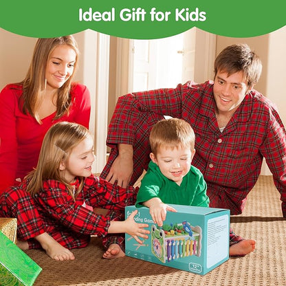 6-in-1 Wooden Montessori Toy with Mole Whacking Game & Xylophone for 1-5 Year Old Toddler, Activity Cube for 12+ Month Baby, Multipurpose Early Learning Toy with Frog Clock, Birthday Gift for Boy/Girl