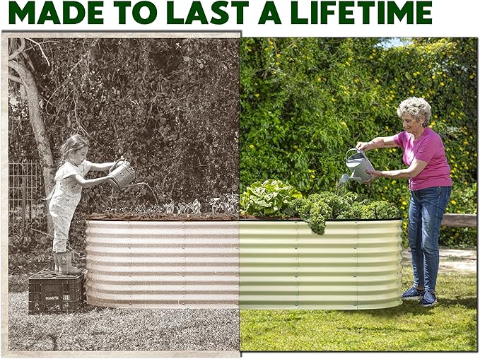 Galvanized Raised Garden Beds Outdoor // 6×2×2 ft Planter Raised Beds for Gardening, Vegetables, Flowers // Large Metal Garden Box (White) // Patented Tool-Free Design