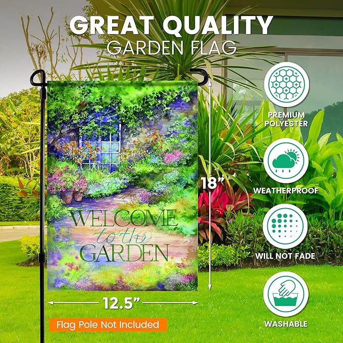 Spring Garden Flags 12.x18 Double Sided - Floral Garden Flag Printed in Premium Polyester - Seasonal House Welcome Banner for Outdoor, Yard, Lawn, Deck, and Patio - Suits Standard Flag Poles
