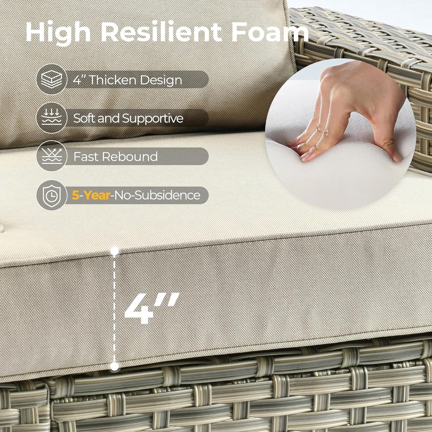 HOOOWOOO Outdoor Sectional Patio Furniture Set with Fire Pit Table,13 Pieces Wicker Conversation Sets L Shaped Couch,Extra Deep Out Door Sofa Outside Furniture with Swivel Chairs,Beige