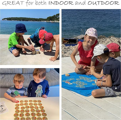 Montessori-Inspired Wooden Matching Game for Toddlers 2-4 Years - Durable, Scratch-Resistant 16 Card Set, Includes Carry Bag - Memory Game for Toddlers 2-4 Years - Cognitive Verbal Skills Development