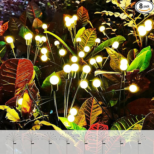 ANTQUE 8 Pack Swaying Starburst Solar Lights, Vibrant Outdoor Lights, Waterproof Yard Patio Pathway Decoration