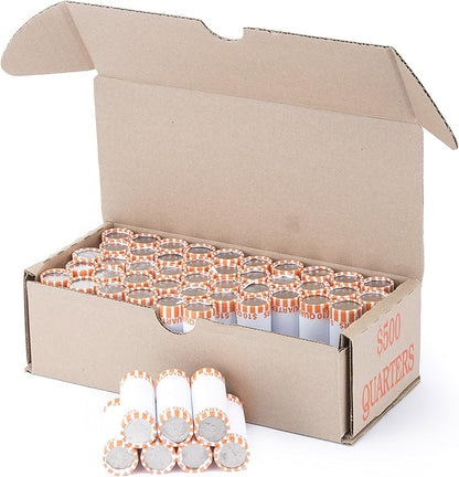Quarter Storage Box Orange Holds 50 Wrapped Coin Rolls, 10 Boxes