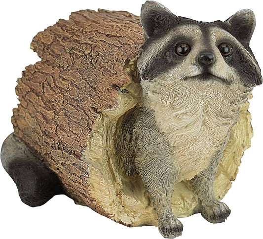 Design Toscano Bandit the Raccoon Indoor/Outdoor Garden Animal Statue, 10 Inch Long, Cast Stone Resin, Full Color Finish