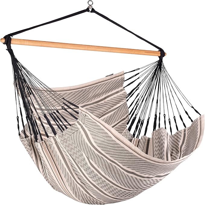 LA SIESTA® XL King Habana Cotton Hammock Chair Swing & Tree Mount Kit - Hammock Swing Chair w/Suspension Kit for Trees Beams & Posts - Indoor Outdoor Hanging Chair for Bedroom Patio - Zebra