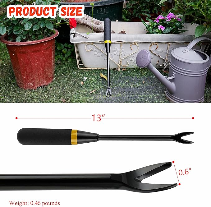 Weeding Tool - Heavy Duty Stainless Steel Weed Remover Tool for Precise Root Weed Removal, Efficient Weed Puller Tool for Garden and Lawn Care