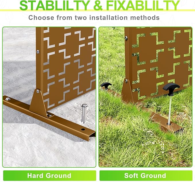 Outdoor Privacy Screen,72" H×47" W Metal Privacy Screen, Freestanding Privacy Fence Panels for Patio
