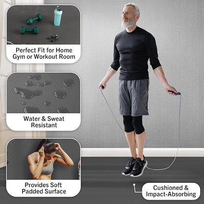 EVA Foam Mat Tiles 6-Pack - 24 SQ FT of Interlocking Padding for Garage, Playroom, or Gym Flooring - Workout Mat or Baby Playmat by Stalwart (Gray)